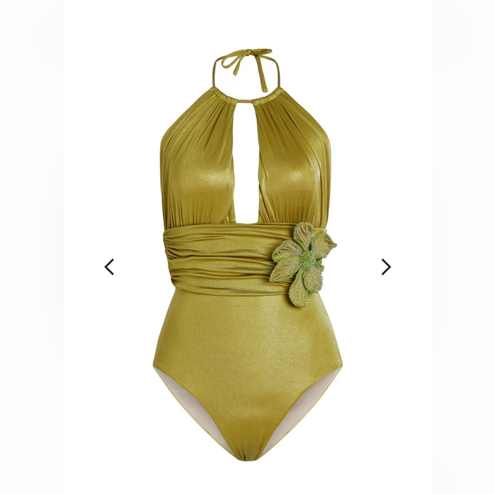 PatBO swimsuit PatBO bodysuit - green metallic jersey bodysuit